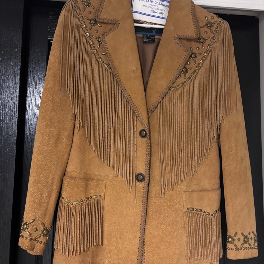 Cripple creek leather suede western jacket fringe